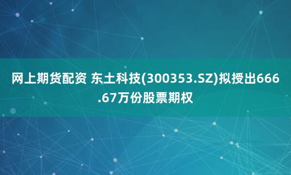 网上期货配资 东土科技(300353.SZ)拟授出666.67万份股票期权