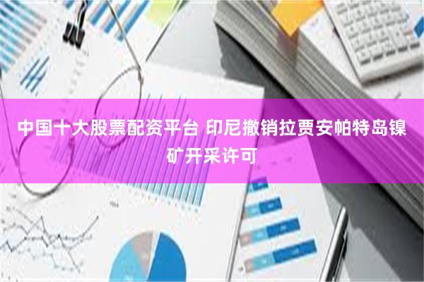 中国十大股票配资平台 印尼撤销拉贾安帕特岛镍矿开采许可